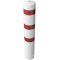 Barrier bollard | Steel tube  273 x 5 mm | stationary | for setting in concrete | hot-dip galvanized and white coatedwith three red reflecting stripes | total length: 1500 mm | with welded steel cap